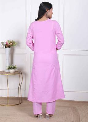  womens pink lucknowi angrakha style kurta with palazzo 4