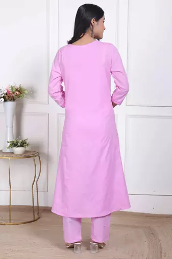  womens pink lucknowi angrakha style kurta with palazzo