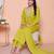  womens muslin yellow  kurta and palazzo with dupatta set