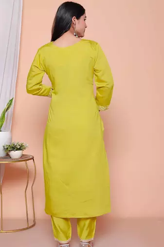  womens muslin yellow  kurta and palazzo with dupatta set
