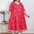Doriyaan plus size women's red jaipuri printed cotton ethnic anarkali kurta