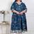 Doriyaan plus size women's blue cotton embroidered neck anarkali kurta