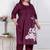  womens plus size wine floral kurta with palazzo