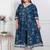 Doriyaan plus size women's blue cotton embroidered neck anarkali kurta