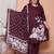  womens plus size wine floral kurta with palazzo and dupatta set