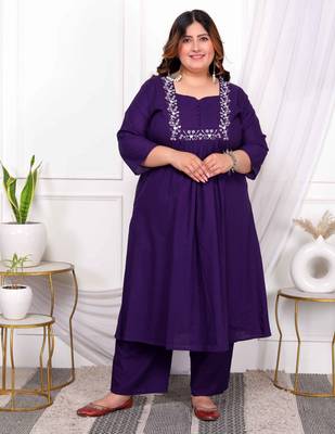  womems plus size purple floral kurta with palazzo 1