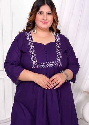  womems plus size purple floral kurta with palazzo 2