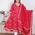 Doriyaan plus size women's red embroidered anarkali kurta and dupatta 