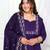  womens plus size purple embroidered kurta with palazzo and dupatta set
