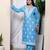  womens blue embroidered kurta with palazzo