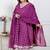 Doriyaan plus size women's bandhani embroidred ethnic anarkali kurta and dupatta