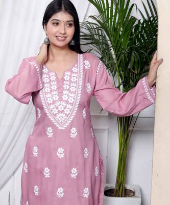  womens pink embroidered kurta with palazzo 4