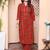  womens rust animal printed three quarter sleeves  pure cotton kurta with palazzo