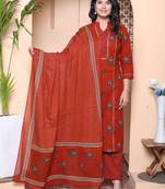  womens pure cotton animal printed straight kurta with palazzo & dupatta set