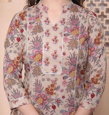  womens pure cotton straight floral printed kurta with palazzo-multicolor 4