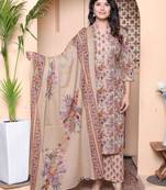  womens multicolor floral printed pure cotton kurta and palazzo with dupatta set