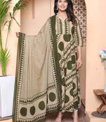 Doriyaan women's polka dot printed pure cotton anarkali kurta with dupatta