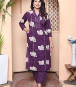  womens purple printed kurta with palazzo