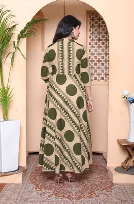 Doriyaan women's polka dot printed pure cotton anarkali kurta with dupatta 4