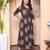 Doriyaan womens printed v-neck cotton anarkali kurta brown