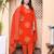  womens floral printed  straight fit kurta with palazzo and dupatta - orange