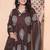 Doriyaan womens brown animal printed  anarkali kurta with dupatta set