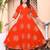 Doriyaan womens orange v-neck printed anarkali style kurta