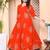 Doriyaan womens orange v-neck printed anarkali style kurta