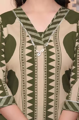  womens straight polka dot  printed green kurta with palazzo