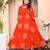 Doriyaan womens orange floral cotton printed anarkali kurta wit dupatta
