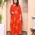 Doriyaan womens orange floral cotton printed anarkali kurta wit dupatta