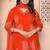Doriyaan womens orange floral cotton printed anarkali kurta wit dupatta