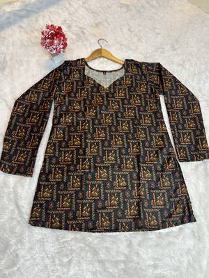  floral digital print muslin silk tunic / stylish short kurti for grilish 5