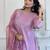 Lavender embroidered kurta set with georgette dupatta