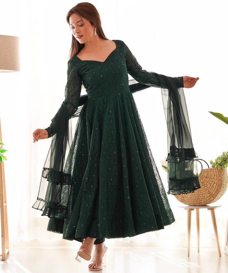 green anarkali dress