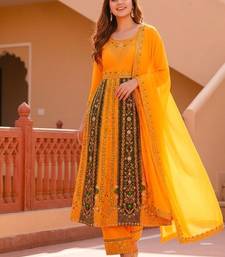 Yellow anarkali with dupatta