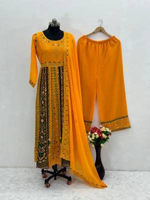 Yellow anarkali with dupatta 3