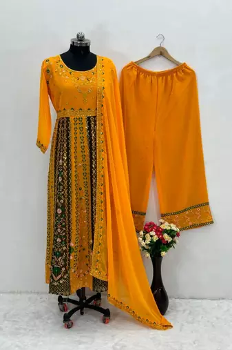 Yellow anarkali with dupatta