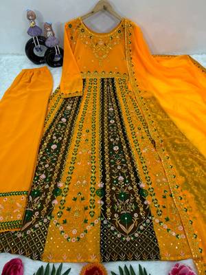 Yellow anarkali with dupatta 4
