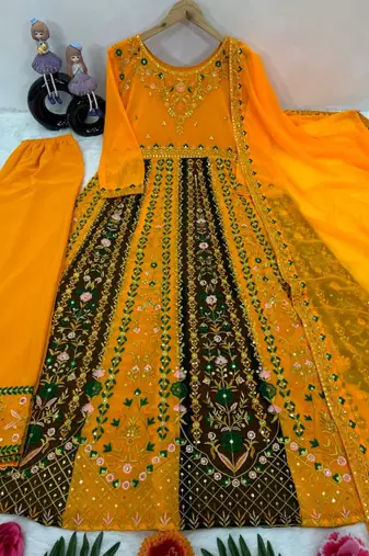 Yellow anarkali with dupatta
