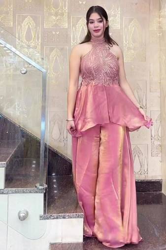 Pink halter palazzo set