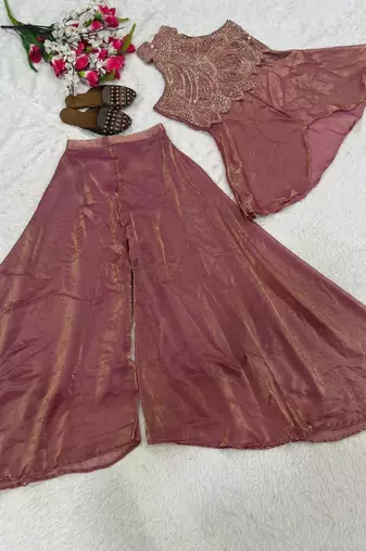 Pink halter palazzo set