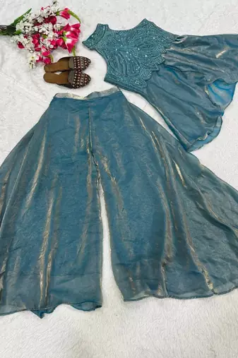 green halter palazzo set
