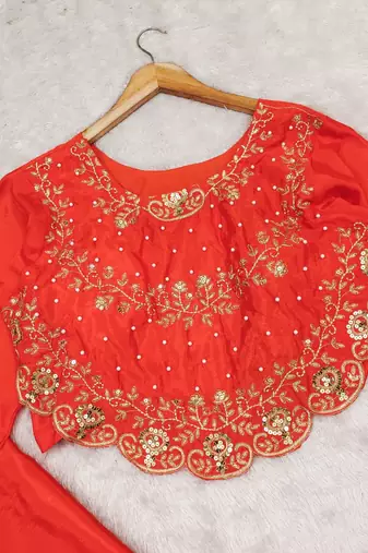 Dark-orange crop top palazzo set