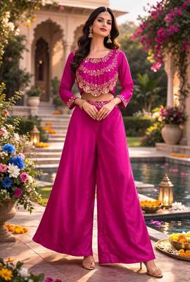 Rani pink crop top palazzo 1