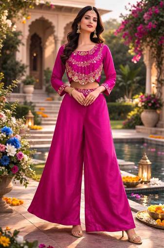Rani pink crop top palazzo