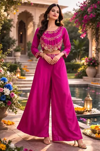 Rani pink crop top palazzo