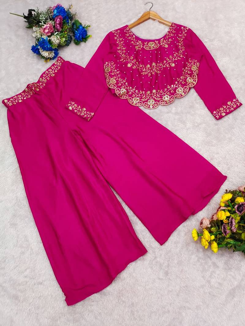 Rani pink crop top palazzo