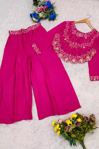 Rani pink crop top palazzo