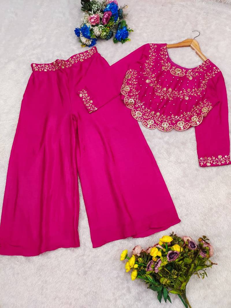 Rani pink crop top palazzo